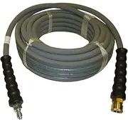 4000 PSI Grey 3/8" x 50 FT 1 Layers of High Tensile Wire Braided Rubber Wrapped Pressure Washer Hose with Couplers