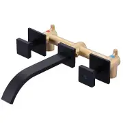 Wall Mount Bathroom Sink Faucet: ALEASHA Waterfall Bathroom Faucet Matte Blac...