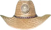 [KOOL BREEZE SOLAR HAT] Men - Straw Hat Gentlemen's Brown with Thin Band - Sun Hat with Solar Panel and Built-in Fan (Extra Large), Brown, X-Large