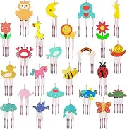 Tuanse 24 Pcs Wind Chime Kit for Kids DIY Wooden Animal Fruit Wind Chimes Crafts for Outside Spring Girls Boys Christmas Home Classroom Activity Garden Summer Decoration,Party Gift(Lovely)