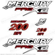 Fits Mercury 200hp Pro XB Limited Edition Decals (Red)