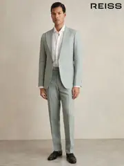Reiss Ocean Green Warner Linen Slim-Fit Suit Trousers (AV5101) | $335