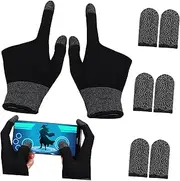 Kisangel Gaming Finger Covers Copper Fiber Touch Screen Gloves for Men Breathable Nylon Elastic Cuff for Mobile Phone Gaming Gloves for Sweaty Hands