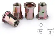 Qty 50 M6 Large Flange Zinc Plated Hex Insert Rivnut Nutsert Semi Hexsert