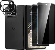 (2+2PCS) RUNGOS for Google Pixel 9 Pro Fold Privacy Screen Protector Tempered Glass, with Camera Lens Protector [3D Full Coverage] Anti Spy Privacy for Google Pixel 9 Pro Fold Screen Protector 2024