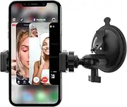 Shower Mirror Phone Holder, Suction Cup Mount for Bathroom Glass Kitchen Tile, TikTok YouTube Instagram Make Up Vlog Video Content Creator Essentials