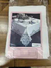 Antique White Tablecloth Amelia Battenburg Lace 72" x 102" Oval Banquet
