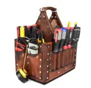 Electrician Leather Tool Bag Tuff-Tote Journeyman's Stronghold tote 8X12 -D/B