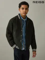 Reiss Dark Green Banbridge 9-13 yrs Suede Varsity Bomber Jacket (AP0388) | $280