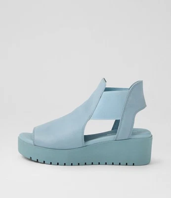 New Django & Juliette Ozie Denim Leather Sandals Womens Shoes Casual