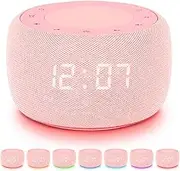 White Noise Machine & Alarm Clock 2-in-1, 18 Soothing Sound for Sleeping, 7 Night Light, Sleep Timer, Volume Control, Memory Function, Sound Machine for Sleeping Baby Adults Kids (Pink)