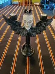 Halloween Royal Skull Crown Candle Holder by Christian Siriano -Taper Resin 12in