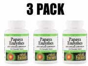 Papaya Enzymes with Amylase & Bromelain, 3 PACK, 120 Chewable Tablets, 360 total
