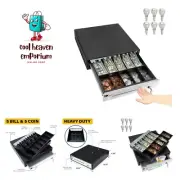 16inch Heavy Duty Manual Push-Open Cash Drawer with 5Bill/5Coin, Removable Ti...