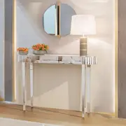Fin Silver Mirrored Hall Entry Console Table Elegant Oval Table Aesthetic Furniture