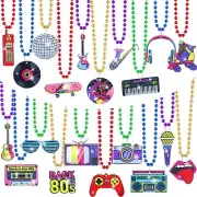 Ecally 100 Pcs 80s Party Necklaces Retro Neon Colorful Disco Sunglasses Radio...