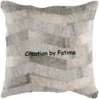 Cowhide & Jacquard Patchwork Cushion Covers Without Filling 18"X 18" CBF - 1005