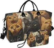 [YXYZRMY] Travel Duffel Bag Group Brown Black Cats Gym Bag Sports Tote Bag with Multiple Interior Pockets Shoulder Weekender Bag for Women Men with Toiletry Bag 20.5”x 7.9”x 13.8, Multi-Colored, one