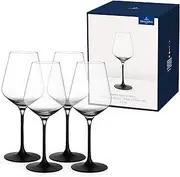 [Villeroy & Boch] Manufacture Rock, White Wine Glass Set, 4 pcs, 380 ml, Crystal Glass, Transparent/Black