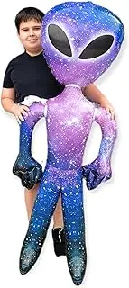 63" Giant Alien INFLATE (Vinyl) Galaxy/Rainbow/Tie Dye. Inflatable Huge Alien Figures on Hang Tag. (63" Giant Galaxy Alien INFLATE)
