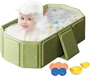 Xujuika Foldable Baby Bathtub, Toddler Bath Tub, Large Foldable Baby Brush, Includes 2 Ducks, 5 Balls, Shower Basin, Bathroom Pool for Children 0-8 Years, & Girls