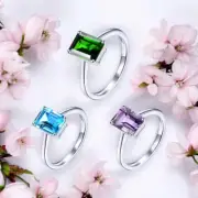 Exotic 925 Sterling Silver 2.4CT Natural Amethyst, Topaz, Diopside Gemstone Ring