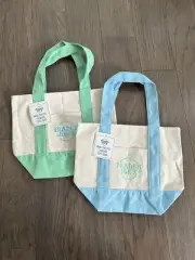 Trader Joe’s Mini Pastel Canvas Tote Bags Set Of 2 2025 Blue Green Limited Ed