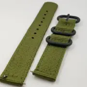 22mm Green Nylon Watch Strap / Band with Black Buckle #65634