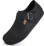 [Torotto] Womens Clogs Cork Footbed Suede Slippers Arch Support Potato Shoes with Adjustable Buckle