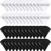 [Suclain] 48 Pcs Velour Triangle Powder Puff Soft Velour Makeup Puff for Face Powder Makeup Triangle Sponges for Wet and Dry Cosmetic Foundation Loose Mineral Body Makeup Tool(Black, White)