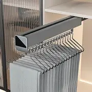 Wardrobe pull out clothes hanger rail, Aluminum alloy, Retractable Wardrobe sliding hanging rail，Acrylic mirror handle，Double row slide rail，Bearing 30 kg KeYJ