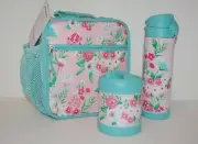 Pottery Barn Kids Mackenzie Pink Flowers Lunch Box, Thermos, Food Container