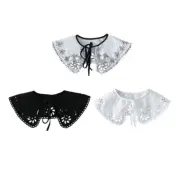 Traditional Lace Shawl Collar Decorative Lapel for Lady Elaborate Flower Pattern