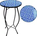 Small End Table Furniture Side Accent Outdoor Glass Mosaic Round Plant Stand New