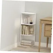 Reed 3-Tier Space Saving Corner Storage Display Shelf, White