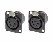 (2 PACK) NEUTRIK NC4FD-L-B-1 4-Pin XLR Female D Type Panel Mnt Black w/Gold Pins