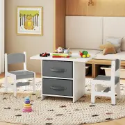 CostwayKids Table and Chair Set Toddler Wooden Activity Table and 2 Chairs Set