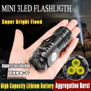 Super Bright Flashlight Three Eyes Clip Light Mini Small Torch Camping Torch USA