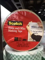 Scotch Home and Office Masking Tape, 3/4" x 54 Yd., Pack Of 3 Rolls