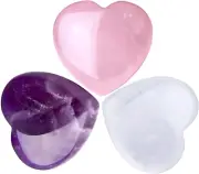 1.18 Inch Rose Quartz Amethyst Love Heart Palm Stone Natural Healing Clear Cryst
