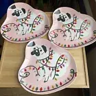 Wondershop Pug Pink Melamine Christmas Plates Lights SET OF 3 NWT