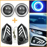 Car LED Daytime Running Turn Signal Light+COB Angel Eye Kit For Honda Civic