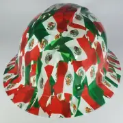 New Full Brim Hard Hat Custom Hydro Dipped MEXICO FLAGS. Free Shipping!