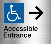 Accessible Entrance Sign (Right Arrow) Stainless Steel (Braille)