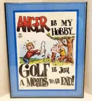 Decorative Wall Hanging Parody Plaque Golf Picture Anger Is My Hobby...Sealed