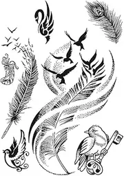 Best Friend Tattoos,Feather HC-BB-896,Feather Tattoos,Resilience,Real Tattoo Look,Lasts 1-2 Weeks,Water-Resistant,18 x 11 cm
