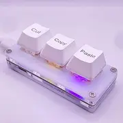 Mini 3-Key Cut Copy Paste Keyboard Ctrl X C V Shortcut One-Handed RGB Macro Pad for Gaming and Working - Mechanical OSU Keypad, Programmable (White)