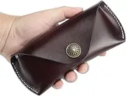 [HAMKVBPR] Glasses Case Leather Glasses Case is Easy to Carry and Fits Most Standard Size Glasses and Sunglasses for Women and Men(Coffee)