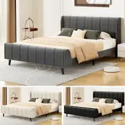ALFORDSON Bed Frame Queen Double King Single Size Wingback Leather Fabric Velvet