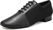 [Uonpie] Men's Ballroom Dance Shoes Latin Lace-up Salsa Performance Waltz Modern Dancing Practice Shoe Character Shoes Low Heel